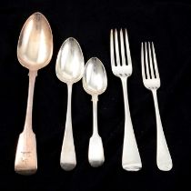 A quantity of mixed silver flatware, Georgian and later.