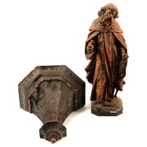 Renaissance style carved wooden statue of St Anthony, possibly 16th/17th century