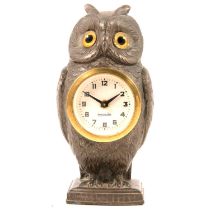 Novelty German owl mantel clock with later dial and movement