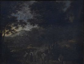 Dutch School, Figures in a landscape,