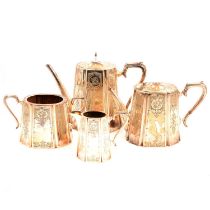 Victorian britannia metal four piece coffee set,