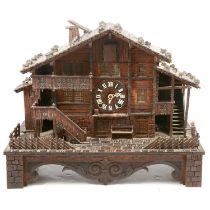 Large German Black Forest cuckoo clock designed as a Chalet, late 19th century