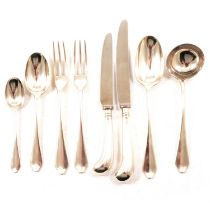 A part canteen of silver flatware, Goldsmiths & Silversmiths Co Ltd, London 1911, and other flatware