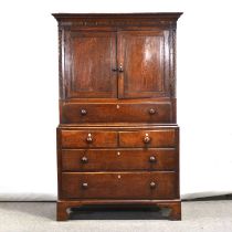 Joined oak linen press, 18th Century,