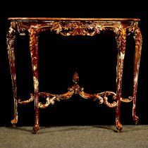 Small gilt and painted console table,