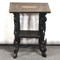 Anglo-Indian carved hardwood table,