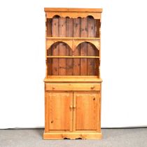Pine kitchen dresser, of narrow proportions,