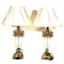 Pair of modern metal and glass table lamps,