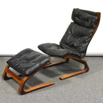 Y Early 1970s lounge chair and ottoman, attribured to Rykken & Co, Norway.