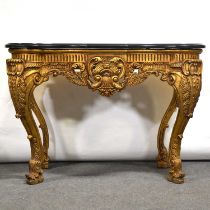 Pair of French style gilt console tables and mirrors,