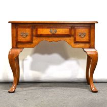 Georgian style oak and mahogany lowboy by Haselbech Oak,