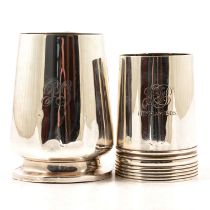 Two silver tankards,