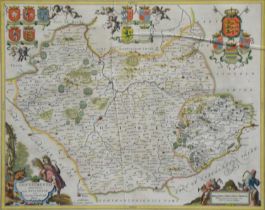 Jan Jansson, Leicestrensis Comitatus Cum Rutlandiae, hand coloured County map, 44x55cm.