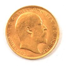 A Gold Full Sovereign Coin, Edward VII 1909.