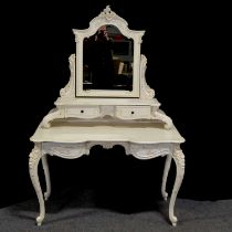 French white painted dressing table and stool,