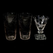 Rummer and a pair of beer glasses