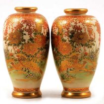 Pair of small Satsuma pottery vases.