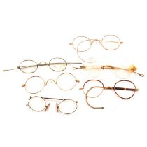 Collection of vintage gold-plated and other spectacles and cases.