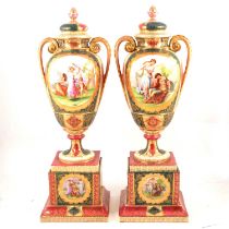 Large pair of Royal Vienna covered vases