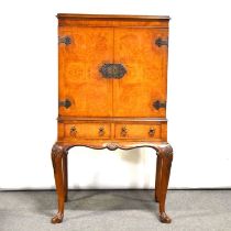 Burr walnut cocktail cabinet,