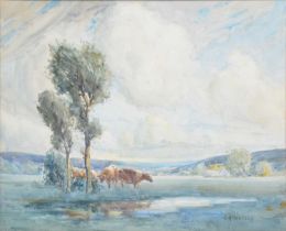 George Harrison, Cattle in a valley landscape