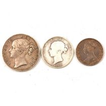 Three early Victorian silver coins.