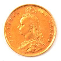 A Gold Half Sovereign Coin, Victoria, 1890.