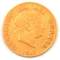 A Gold Half-Sovereign Coin, George III 1817.