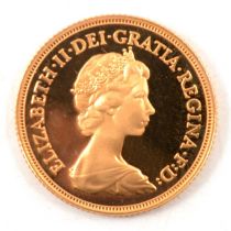 A 1980 Proof Gold Full Sovereign Coin.