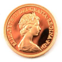 A Gold Full Sovereign Proof Coin, Elizabeth II 1980.