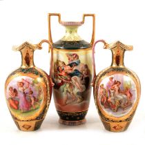 Three Royal Vienna cabinet vases, and a quantity of tableware