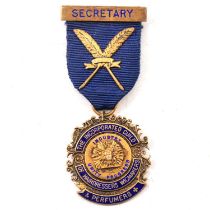 A rare silver-gilt and blue enamel "Secretary" medal for the Guild of Hairdressers.