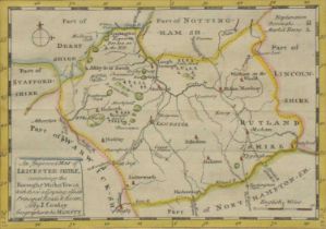 Pieter Van Den Keere, Leicestershire, a small hand coloured County map, visible, .5x12cm; John