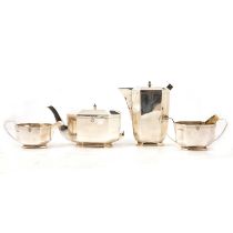 Four pieces silver tea service,