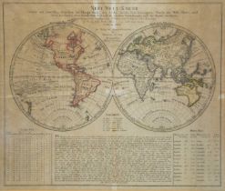 Homann Heirs, Neue Welt Karte, twin hemispherical World map, charting Goree's voyage in 1780,