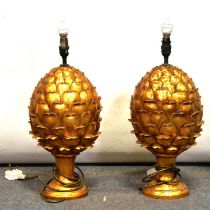 Pair of gilt composite Pineapple form lamp bases