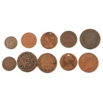 Small collection of mostly copper coins,