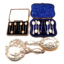 Set of six Victorian silver teaspoons and sugar nips, Levesley Brothers, Sheffield 1893 and other si