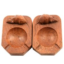 A pair of Robert 'Mouseman' Thompson oak ashtrays.