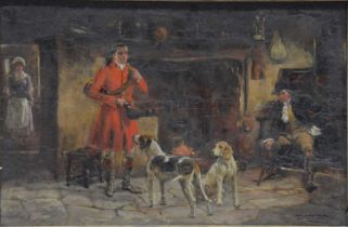 Thomas Ivester Lloyd, Interior scene with huntsman and dogs.