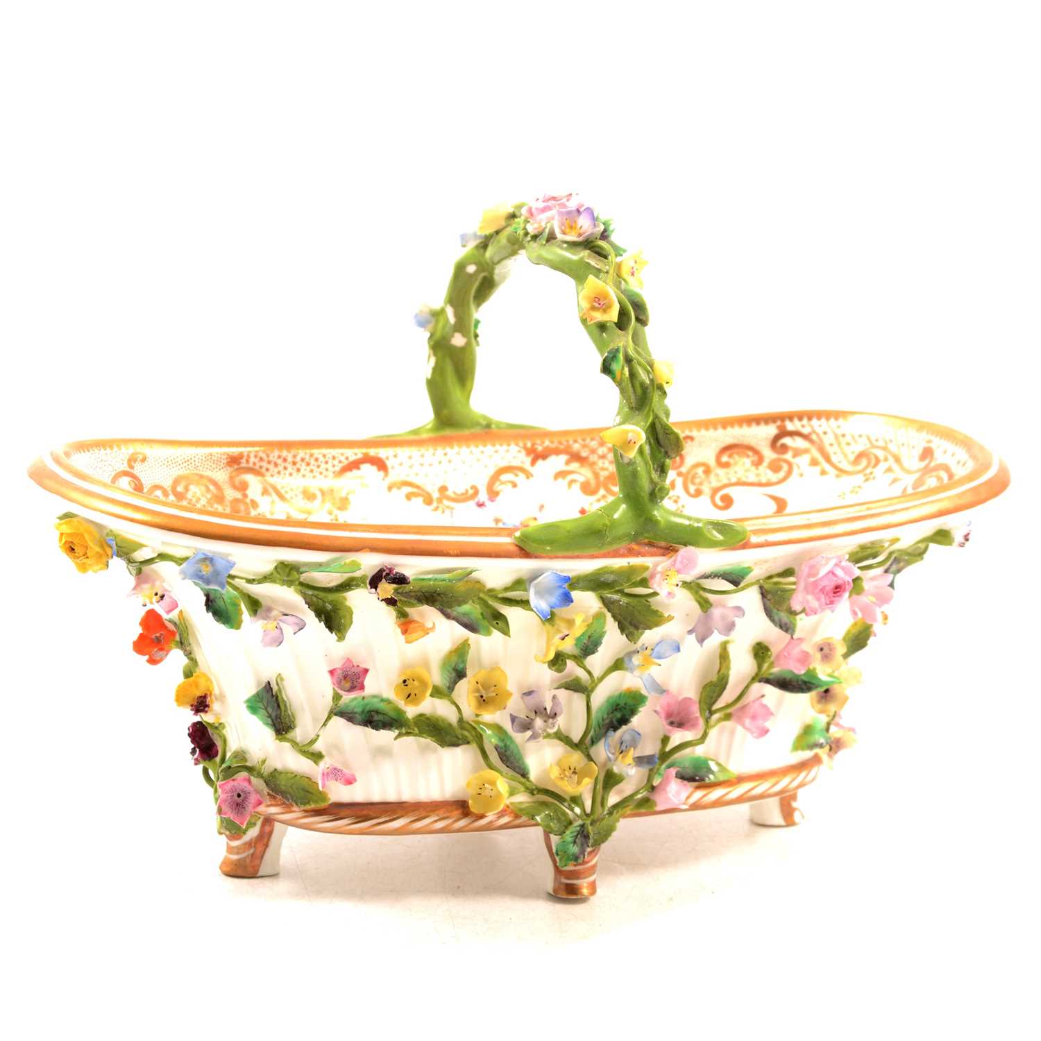 Dresden porcelain floral-encrusted basket