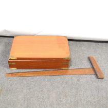 Mahogany campaign style box and wooden T-square