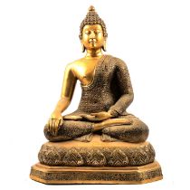 Cast brass seated Buddha
