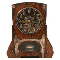 Arts and Crafts movement mantel clock, by Hamburg American Clock Co