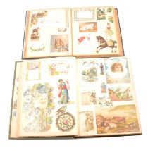 Two large Victorian scrap books of decoupage