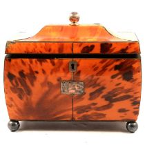 19th century tortoiseshell tea caddy