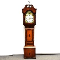 Oak and mahogany longcase clock,