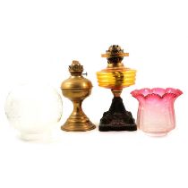 Three Victorian oil lamps