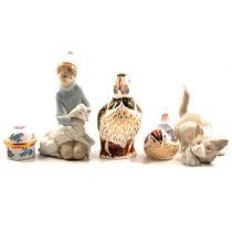 Royal Crown Derby and Caithness paperweights, Lladro figurines and other collectables.