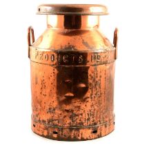 "Product's Ltd Dried Products" twin handled copper churn.